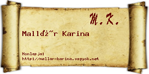 Mallár Karina névjegykártya